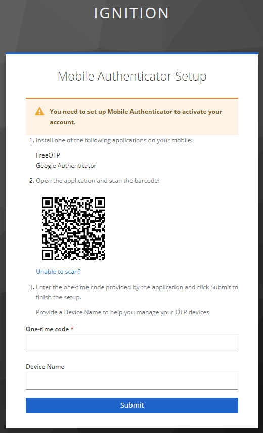 Mobile Authenticator Setup