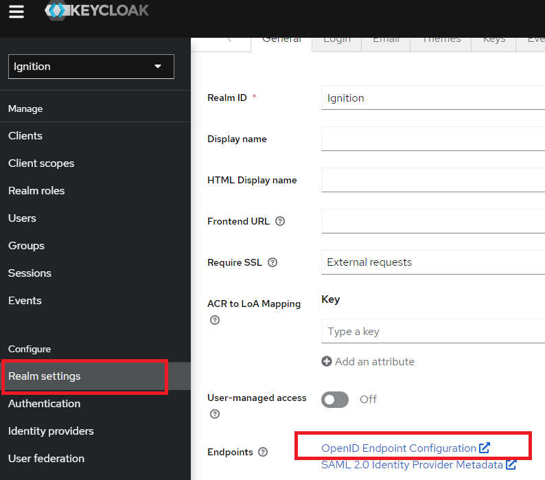 OpenID Endpoint Config